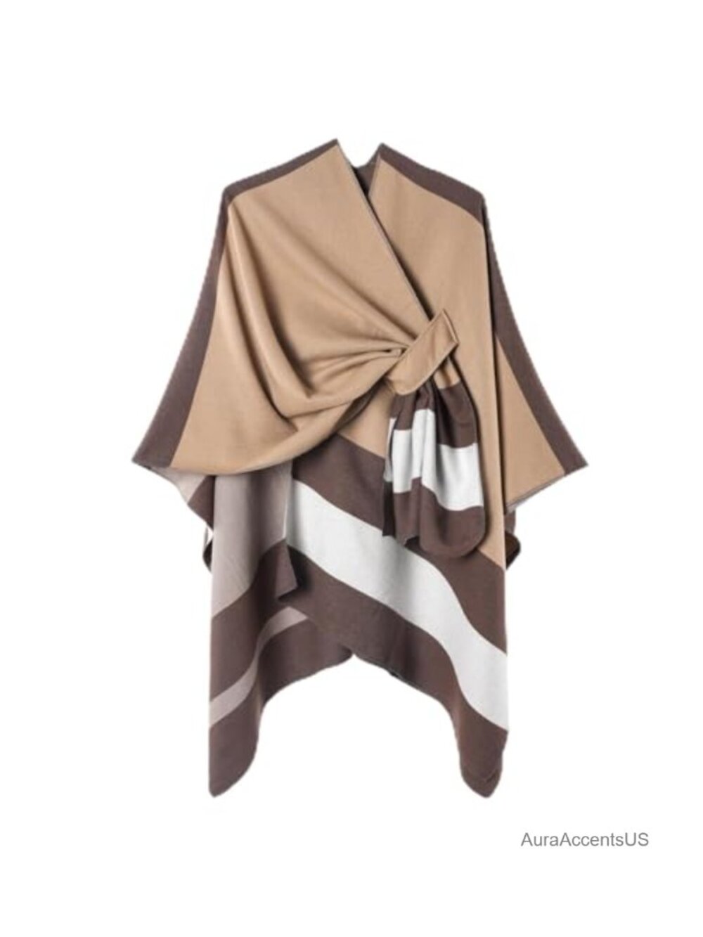 Open Front Oversized Poncho Cape Sweater Shawl Wrap Faux Cashmere Reversible